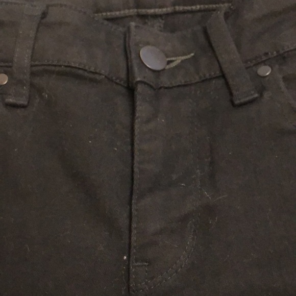 UNKNOWN BRAND BLACK SKINNY JEANS DISTRESSED AT PANT LEG 25x33 NEW 5 belt loop - Picture 3 of 4